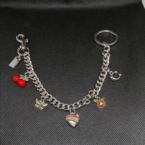 ✅ PRICE IS FIRM ✅ FASHION Silver Charm Chain Keyring with Colorful Enamel Charms